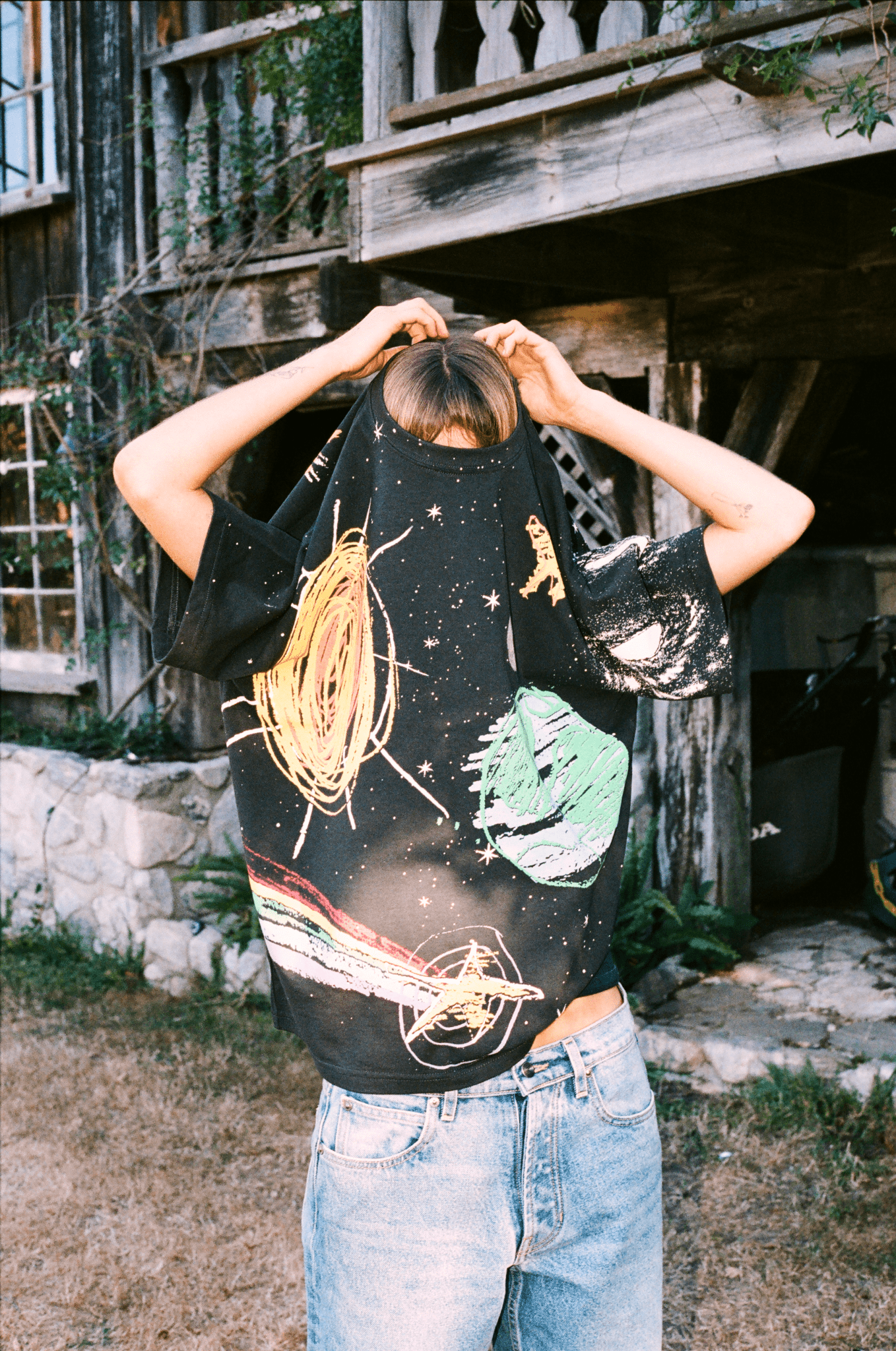 Galaxy Doodle - Off-Black Tee | Toledope | Garment Dyed 100% Cotton